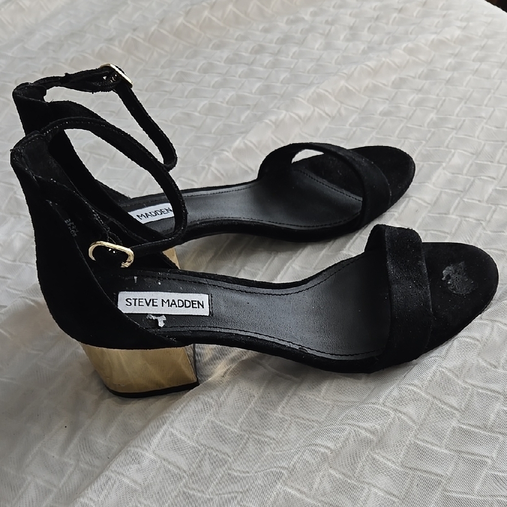 Steve Madden Irenee-G Black Women's Strap Block Heel Sandals Summer Shoes Casual